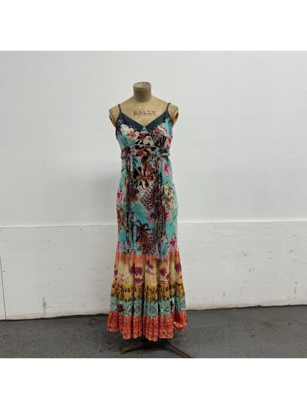 Vintage Y2K Derhy Tropical Blue Printed Maxi Dress - Picture 5 of 8